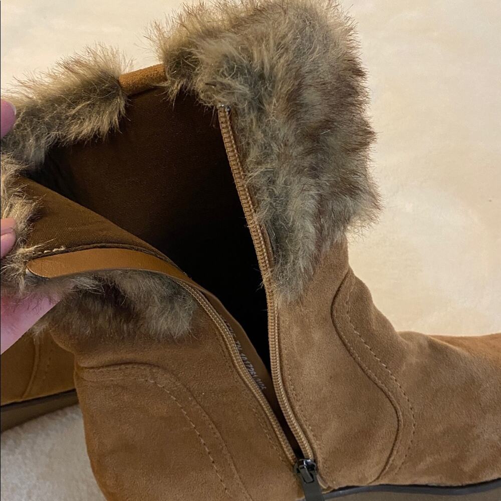 Patrizia by Spring Step Microsuede Faux Fur Wedge Boots 10 - Picture 6 of 8